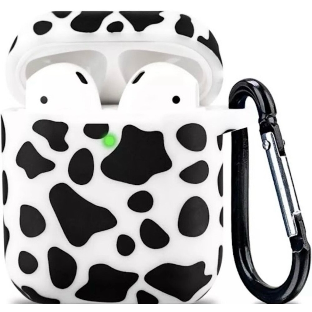 Airpod Case Soft Silicone Flexible Skin Cow Print, YOMPLOW Airpods Case Cover